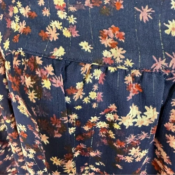 Boden Square Neck Floral Printed Top, Navy Multicolor, Size 10 - Picture 3 of 9